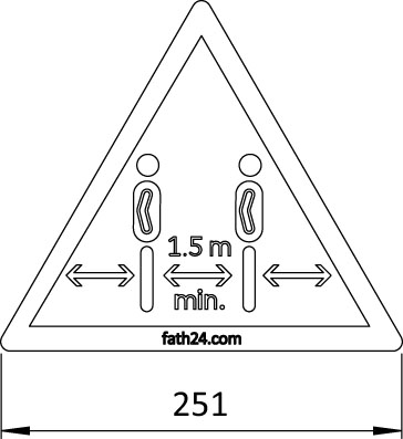 Pictogramme adhésif triangle "distenciation physique"
