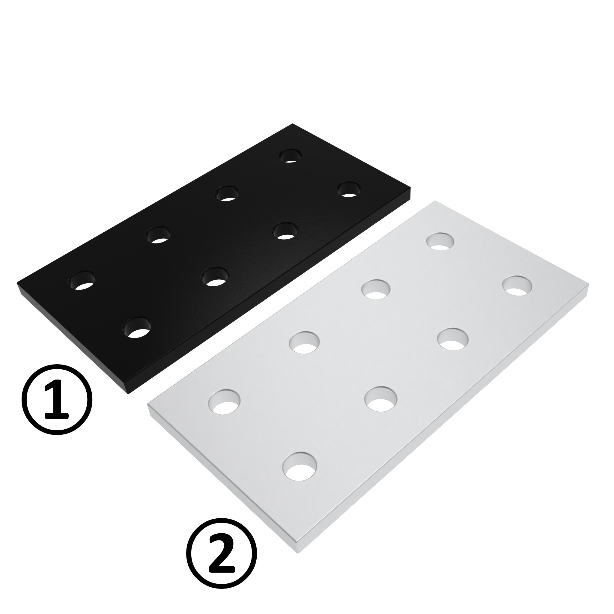 ECO Connection Plate AL Rectangular 8 Hole, 2 Slots Version
