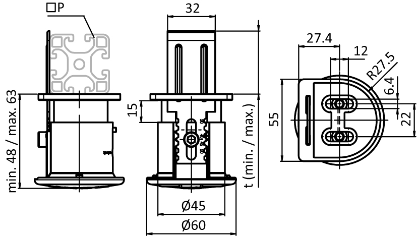 Emergency Opener for Slam Latch – technical drawing