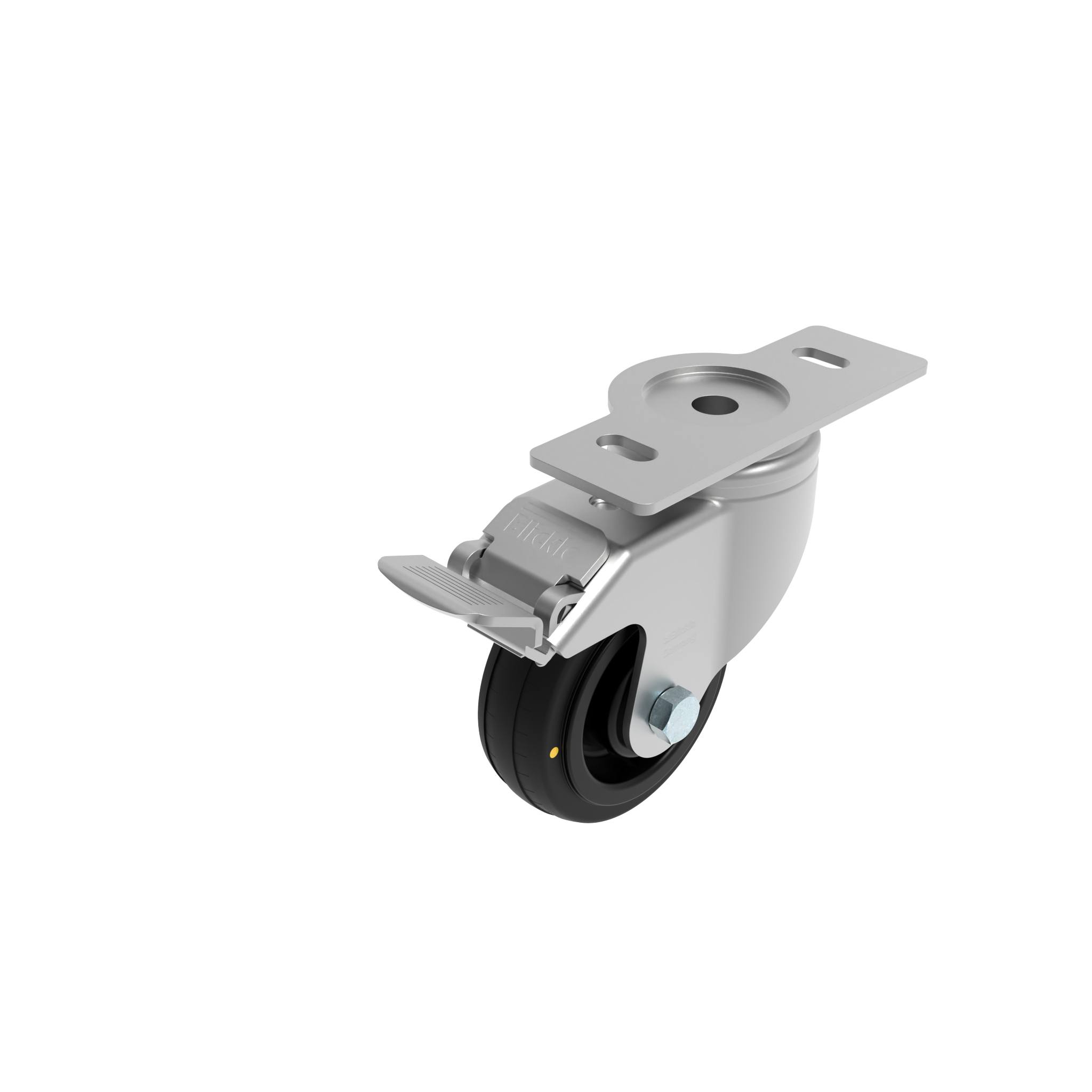 Rueda giratoria Ø 80 / 100 / 125 con freno de sistema y placa de montaje 40 / 45 098S080GD4045NESD – imagen del producto