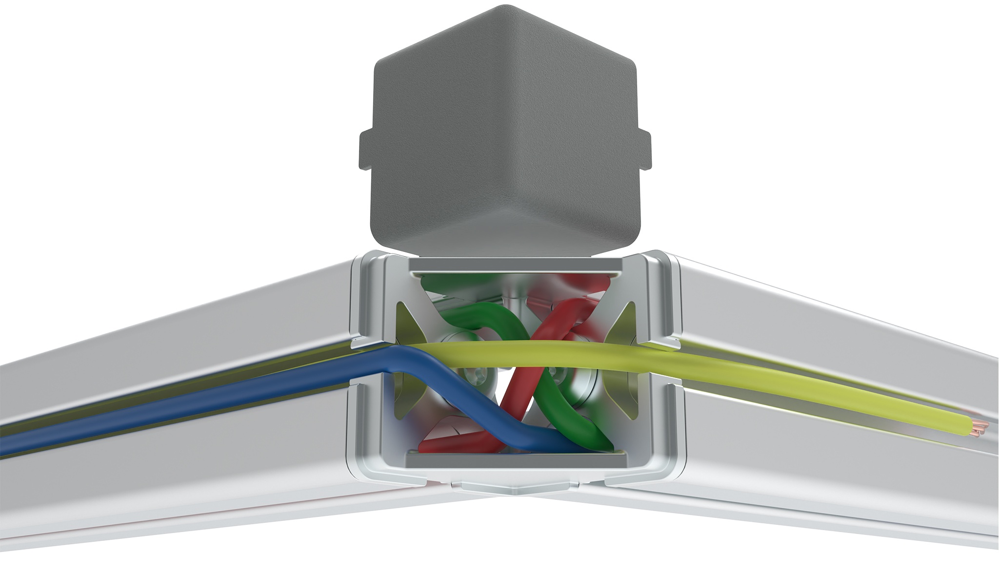 Corner Connector 40, 2D with Cable Passage (Set)