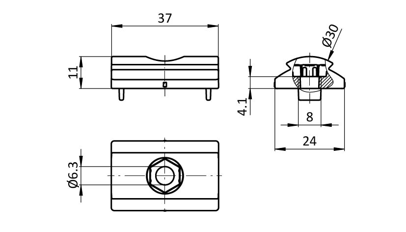 Adapter Piece D30, Slot 8