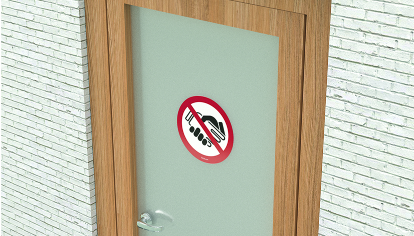 Pictogramme adhésif "interdit de se serrer la main"