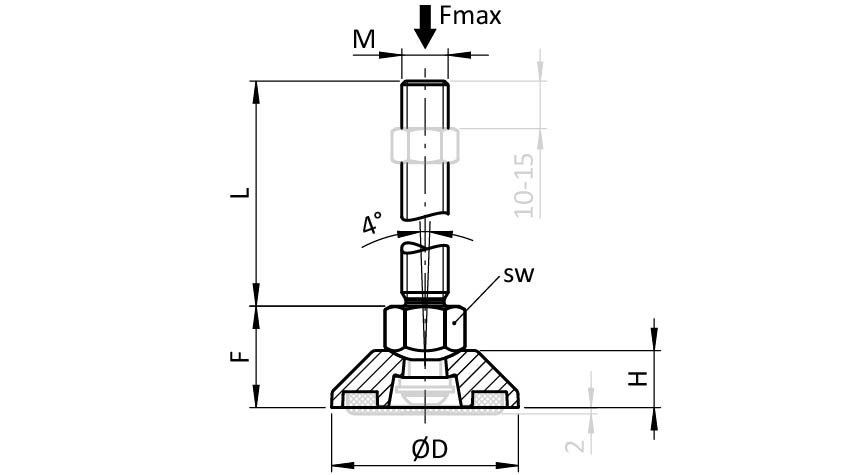 Pata pivotante trapezoidal, ZN / acier inox