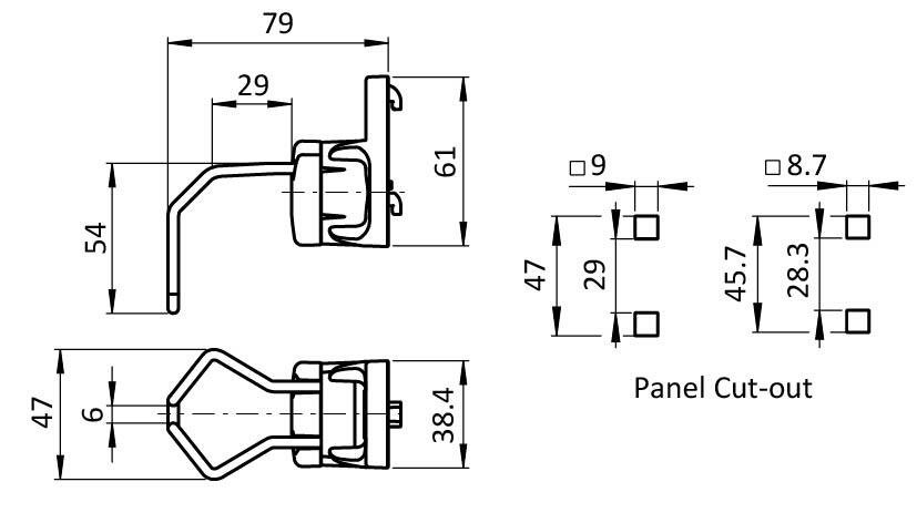 Cloth Clip FX for Square Holes 9 x 9 (8.7 x 8.7) – plano técnico