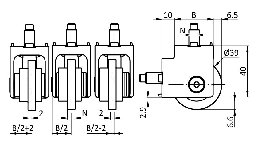 Kit de guides de porte coulissante 30 – plan technique