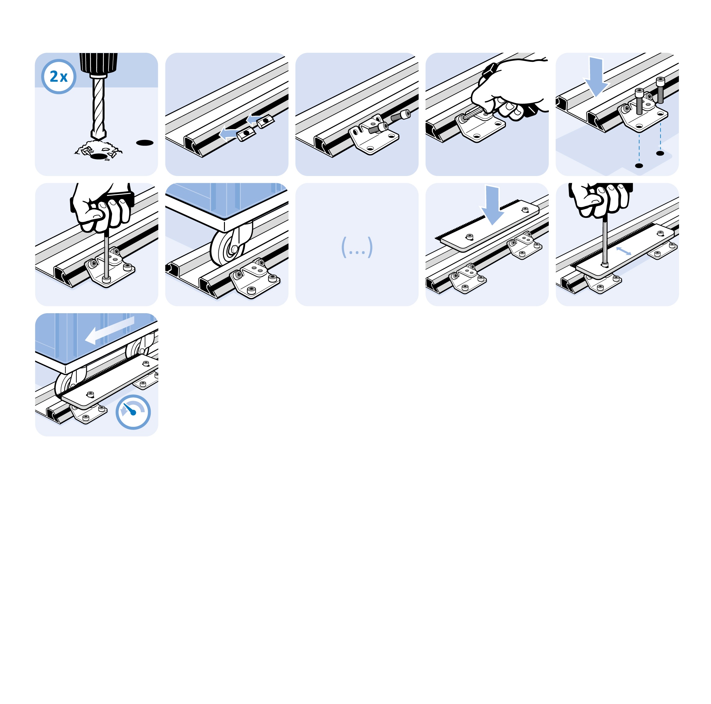 Befestigung für FIFO-Monorail-Schiene 40 und 55 (Set) – Montagegrafik