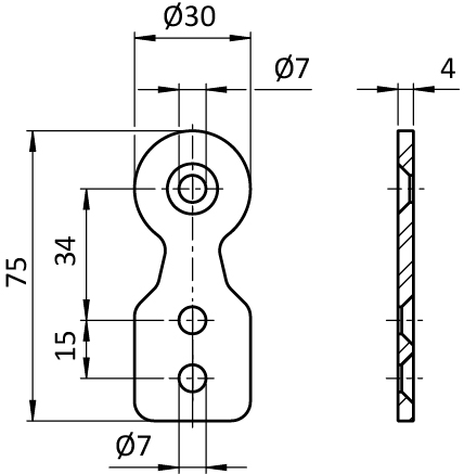 Plaque de connexion 90° D30 (Kit) – plan technique