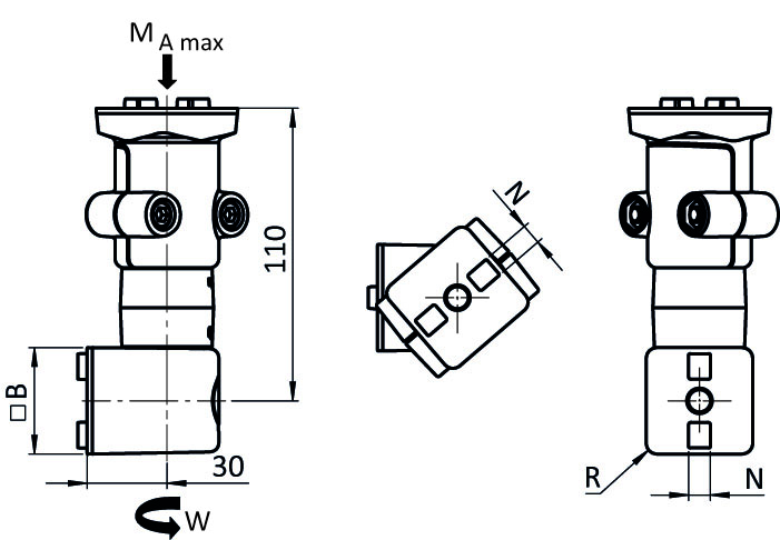 Anschluss-Friktionsgelenk I40L für Systemarm (Set)