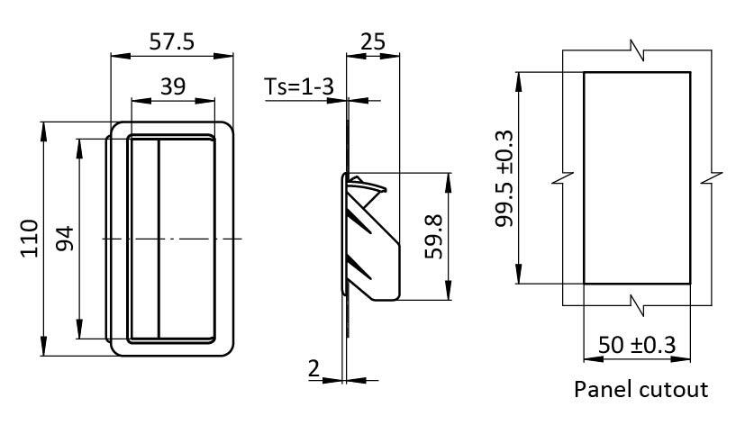 Flush Pocket Pull Handle PA 110 x 57