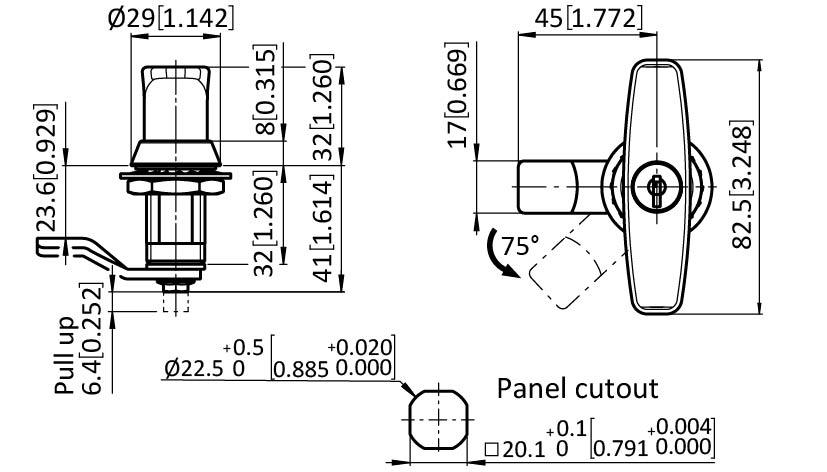 T-handle Compression Latch, 22.5 / 32