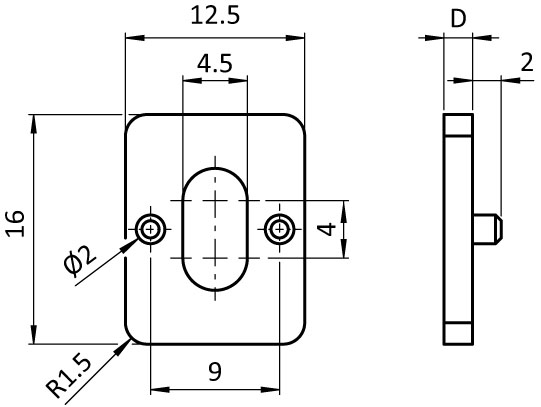 Spacer, for Uni Blocks / Clip Blocks 13, Gray – plano técnico