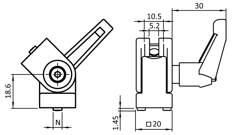 Pivot Joint B 20 with Locking Lever