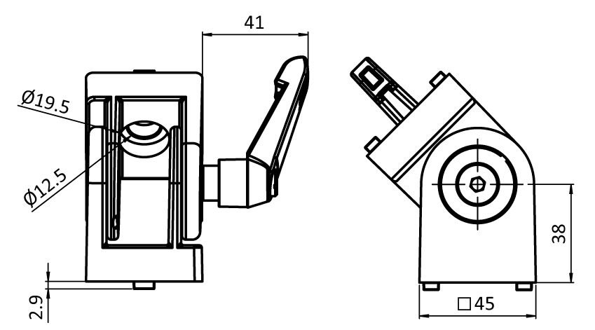 Pivot Joint 45 with Locking Lever