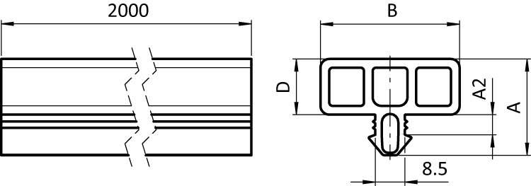 Side Protection Profile 40, Slot 8 – plano técnico