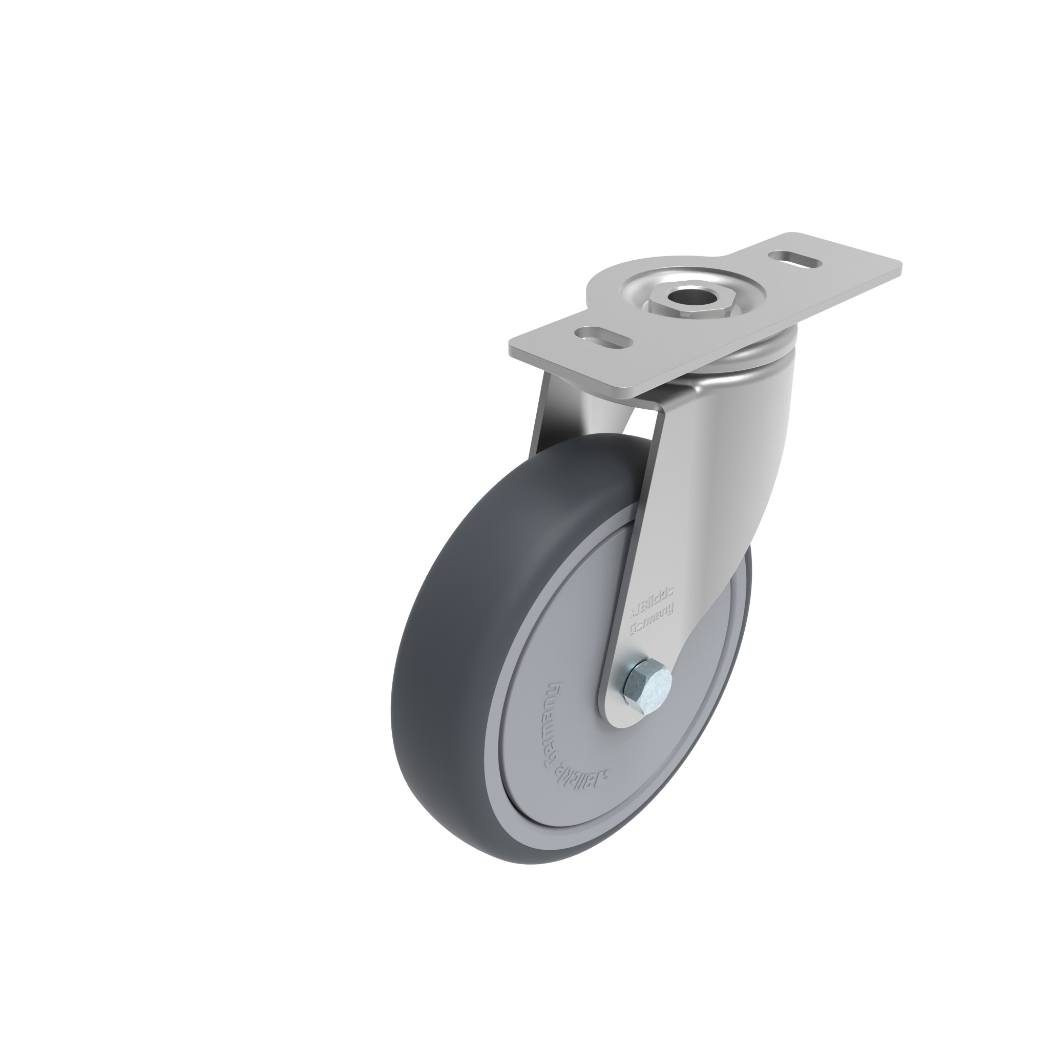 Rueda giratoria Ø 80 / 100 / 125 con placa de montaje 40 / 45 098S125U4045N – imagen del producto