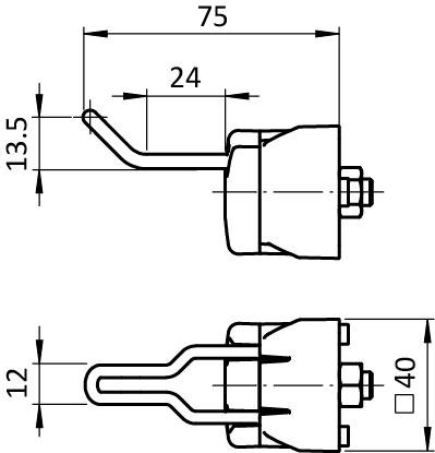 Tool Hook FX 24/16 - 12 for Profiles 40 / 45, Slot 8 / 10