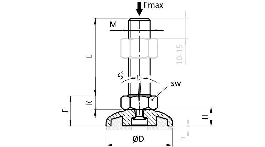 ECO Foot, ZN / SS – technical drawing