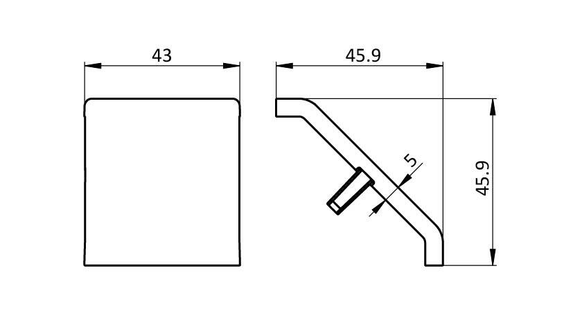 Cover Cap for Alu Connection Angle 43 x 42 – plan technique