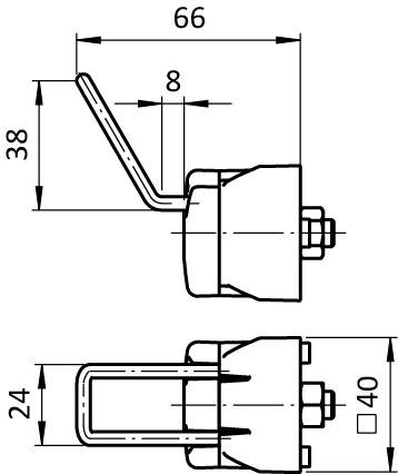 Tool Hook FX 7/38 - 24 for Profiles 40 / 45, Slot 8 / 10