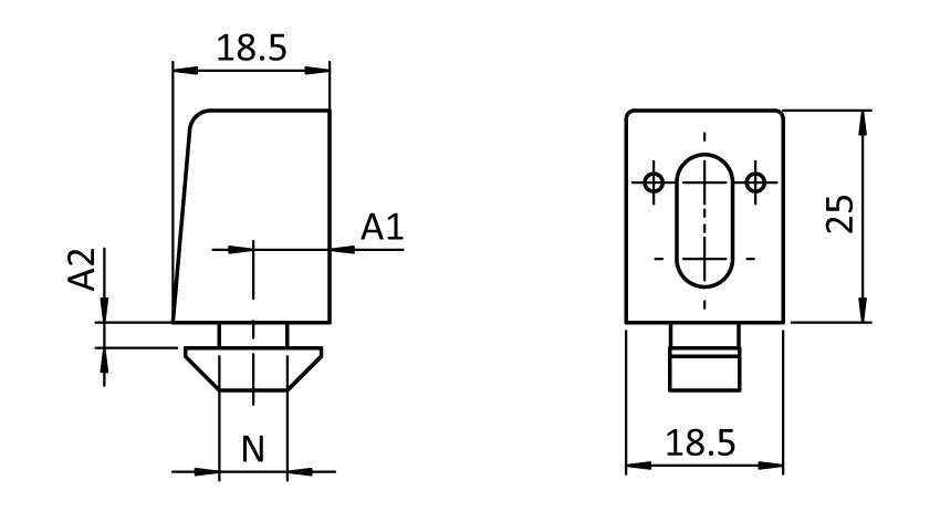Uniblock 18 CS, grau – technische Zeichnung