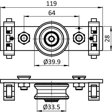Bearing Kit 1 Roller Shaft Ø 14 for C-slide Profile I (Set)