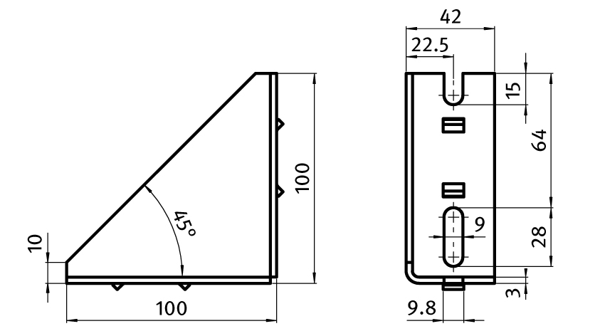 Steel Connection Angle 45 x 100