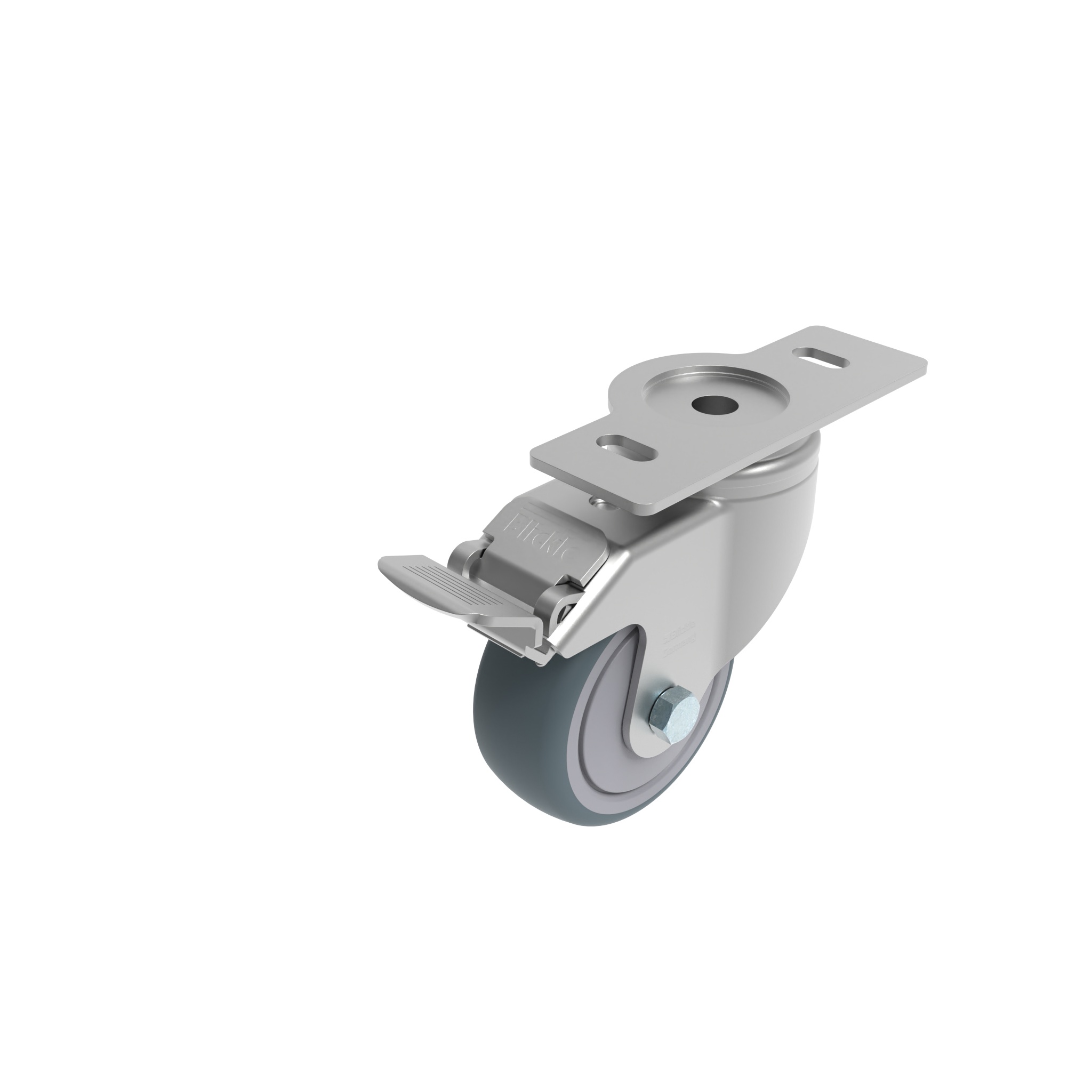 Roulette pivotante Ø 80 / 100 / 125 verrouillable avec plaque de montage 40 / 45 098S080TD4045N – image du produit