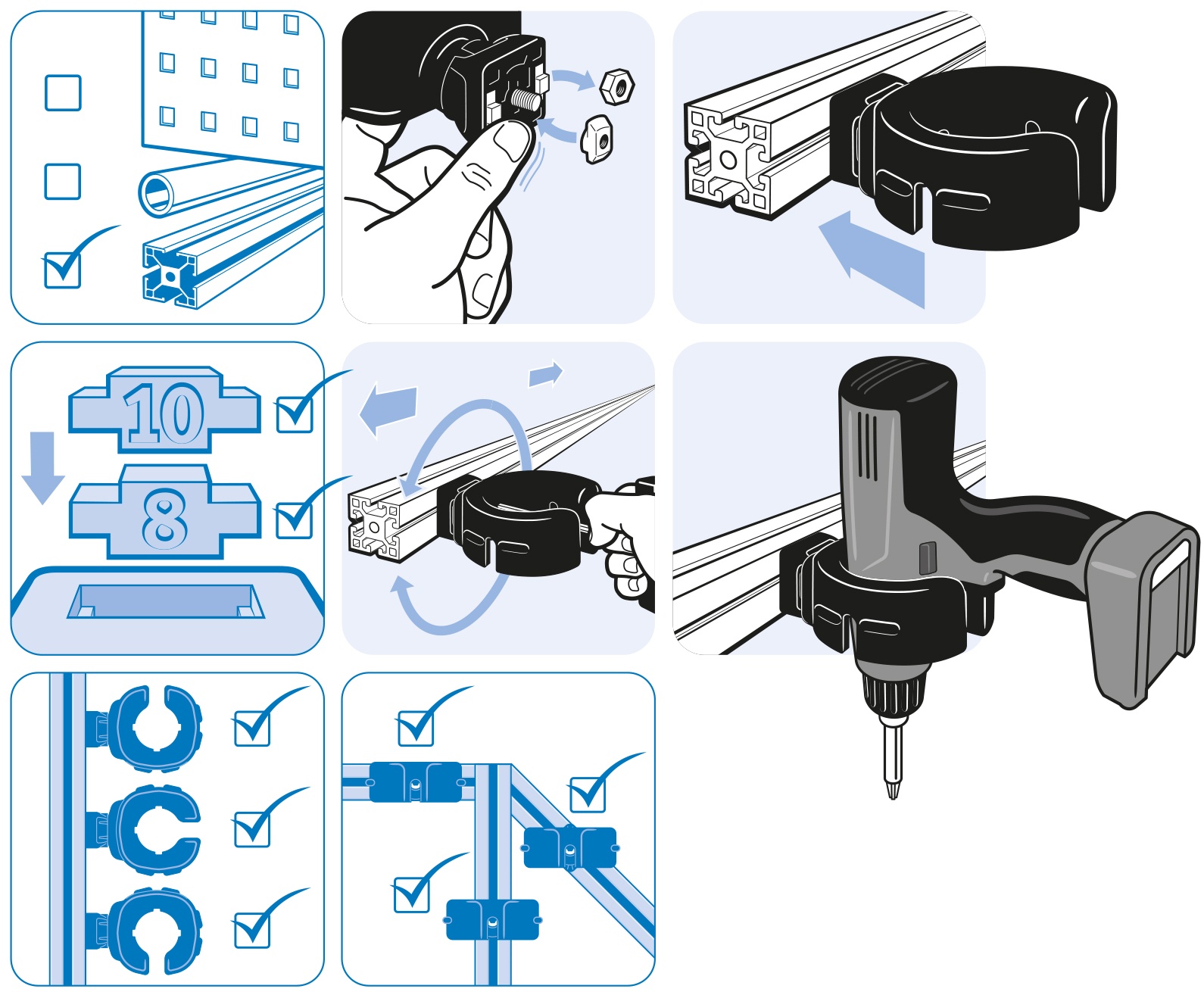 Drill / Driver Holder FX D50 for Profile 40 / 45, Slot 8 / 10
