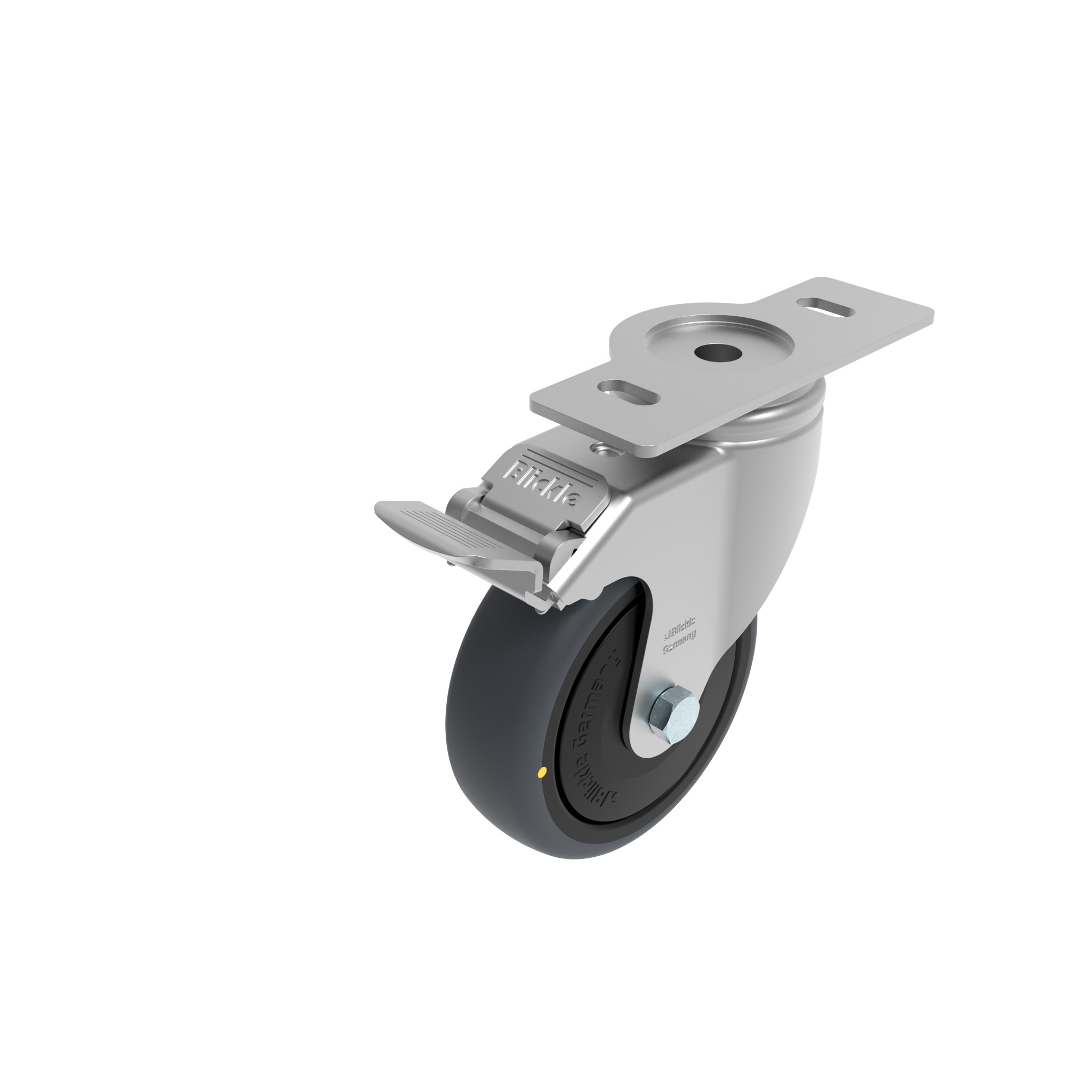 Rueda giratoria Ø 80 / 100 / 125 con freno de sistema y placa de montaje 40 / 45 098S100UD4045NESD – imagen del producto