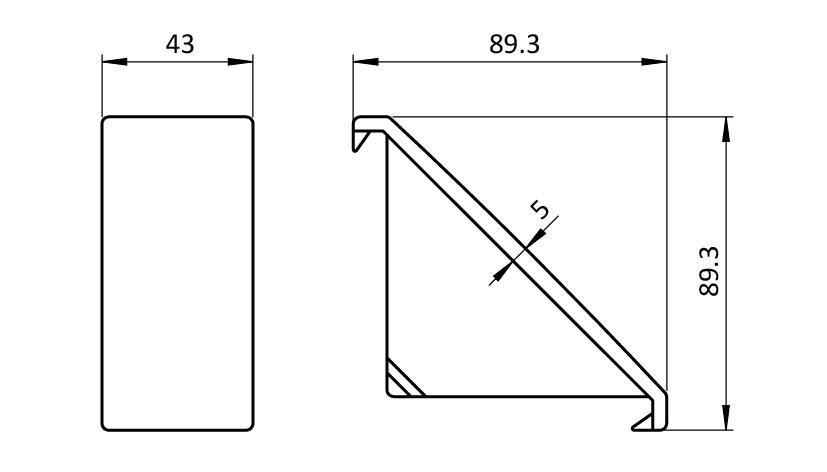 Abdeckkappe für Aluwinkel 45 x 90