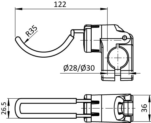 Tool Hook FX R35 - 27, Rubberized for Tubes D28 / D30