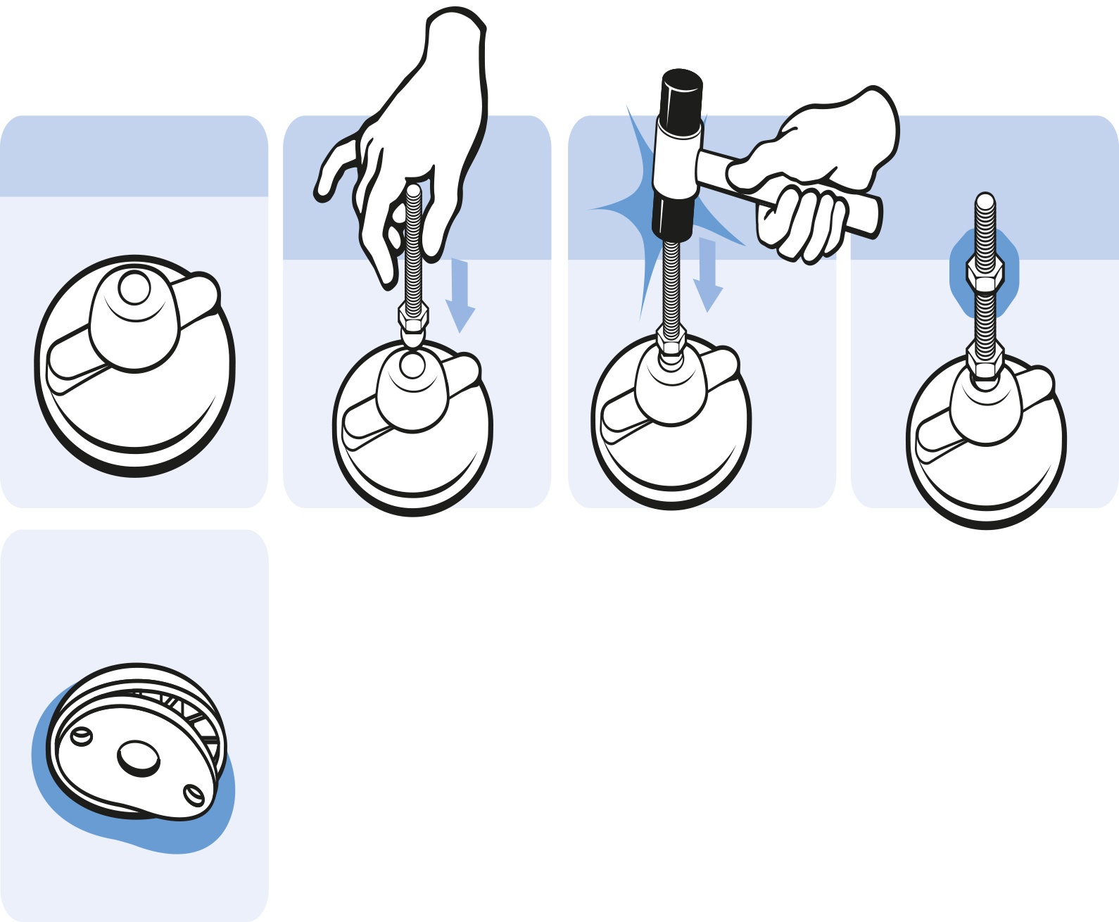 Base PA orifices de spitage pour pieds robustes à rotule, rotule 22