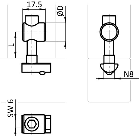 Bolt Connector I, Slot 8, Single Side