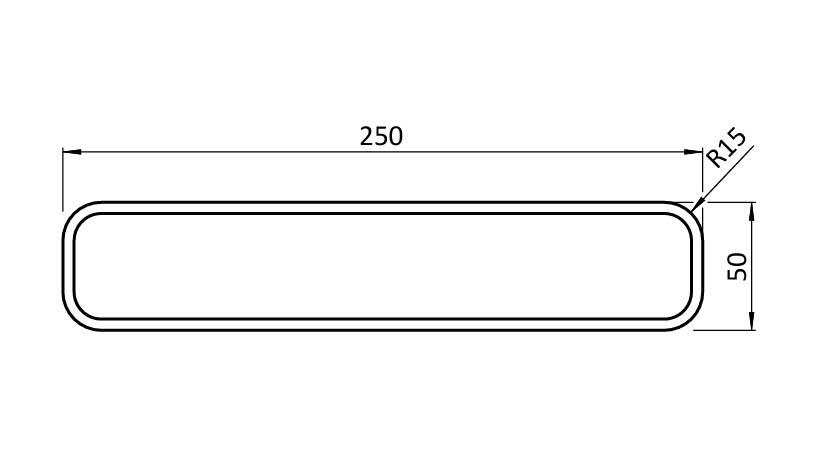 Bodenmarkierung I-Form EXTRA stark 50 – technische Zeichnung