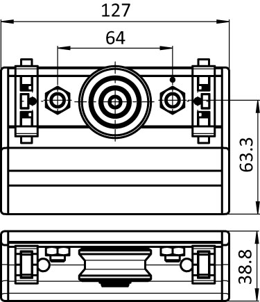 Lagereinheit 1 Rolle Welle Ø 14 für C-Schienenprofil I – technische Zeichnung
