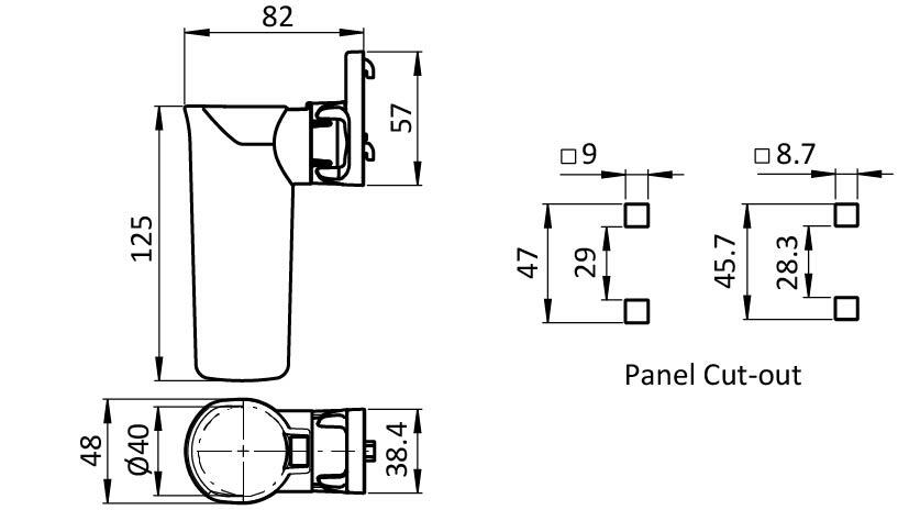Carquois FX D50 pour trous carrés 9 x 9 (8.7 x 8.7) – plan technique