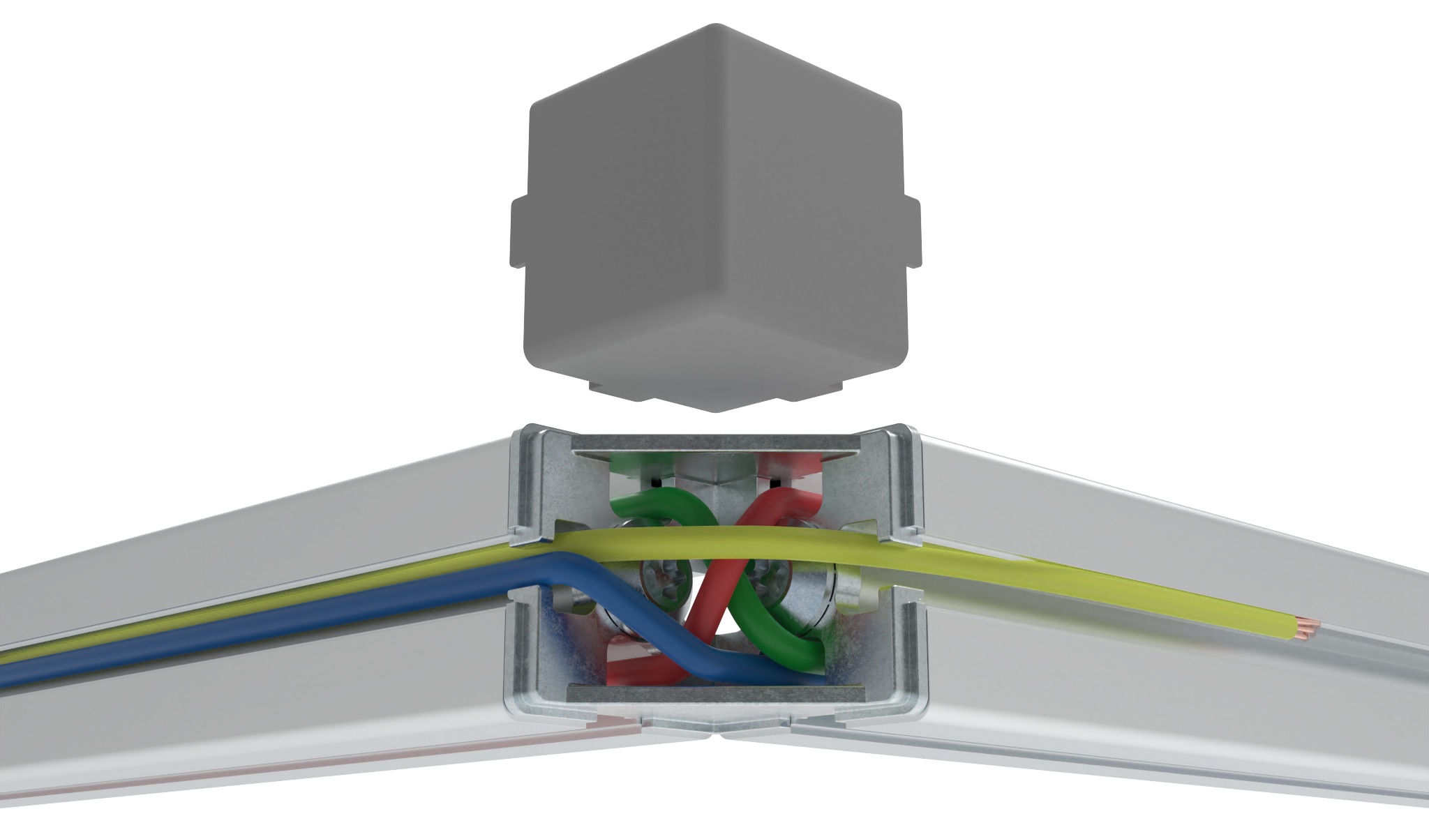 Corner Connector 45, 2D with Cable Passage (Set) – application example