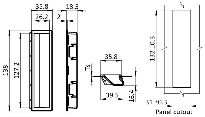Flush Pocket Pull Handle PA 136.3 x 35.5