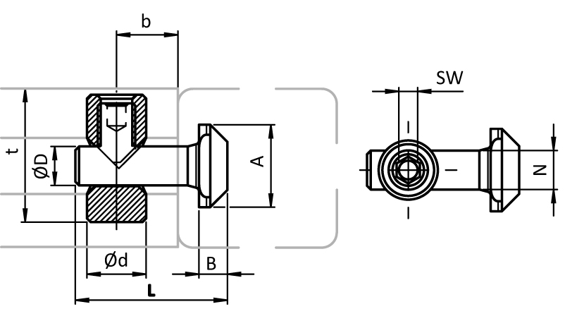 Zentralverbinder B, Nut 6