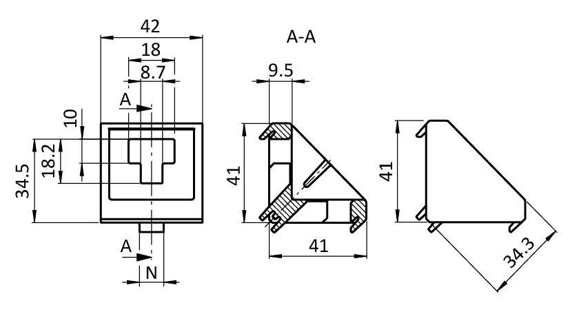 Alu Connection Angle 45 T