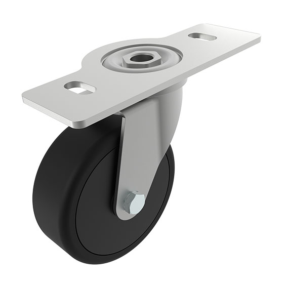 Roulette pivotante Ø 80 / 100 / 125 avec plaque de montage 40 / 45
