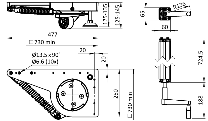 Roulettes de levage hydraulique (Kit)