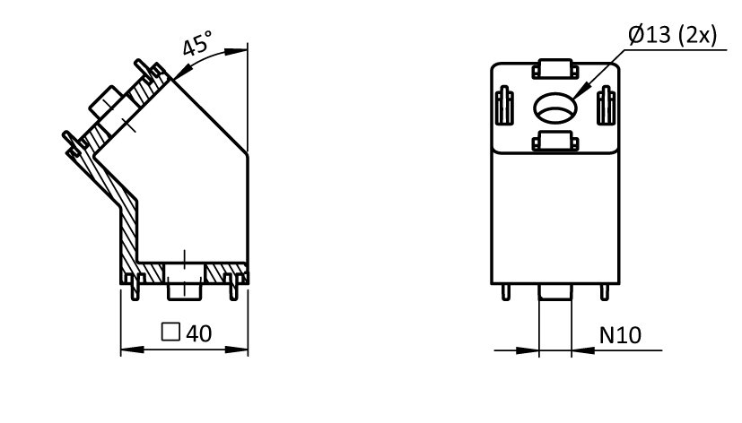 Angle Connector B 40, 45° (Set)