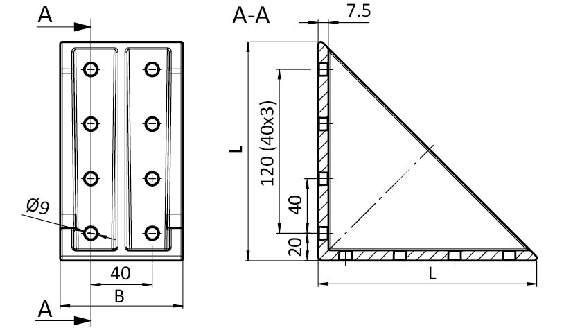 Alu Support Bracket 80 x 160