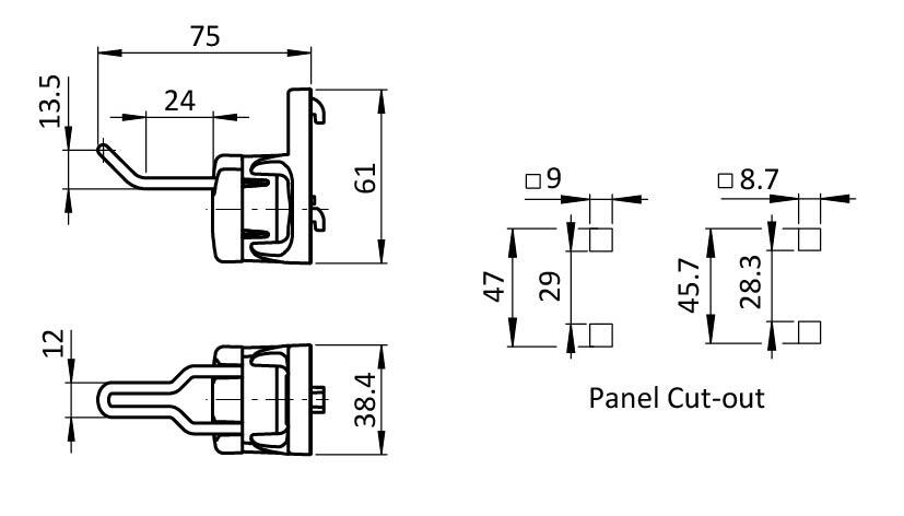 Tool Hook FX 24/16 - 12 for Square Holes 9 x 9 (8.7 x 8.7)