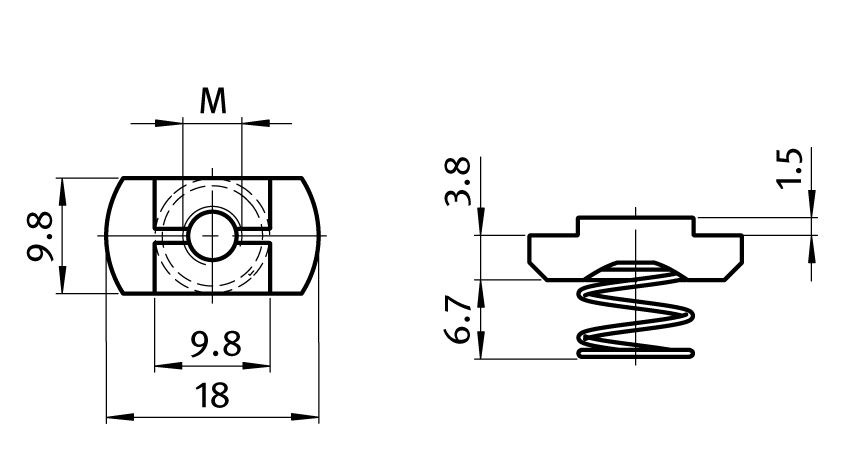 Spring Nut Slot 10