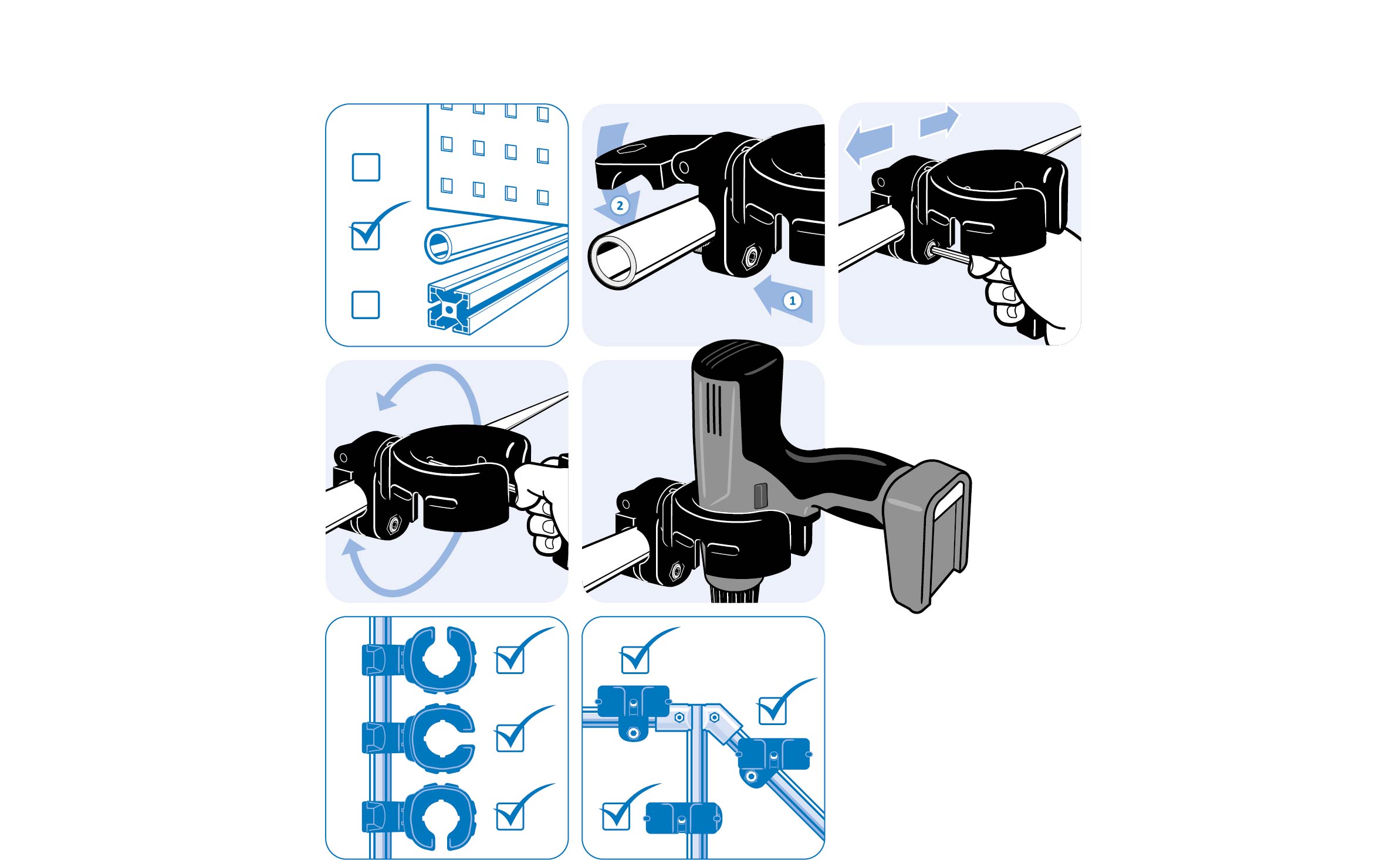 Drill / Driver Holder FX D50 for Tubes D28 / D30 – assembly graphic
