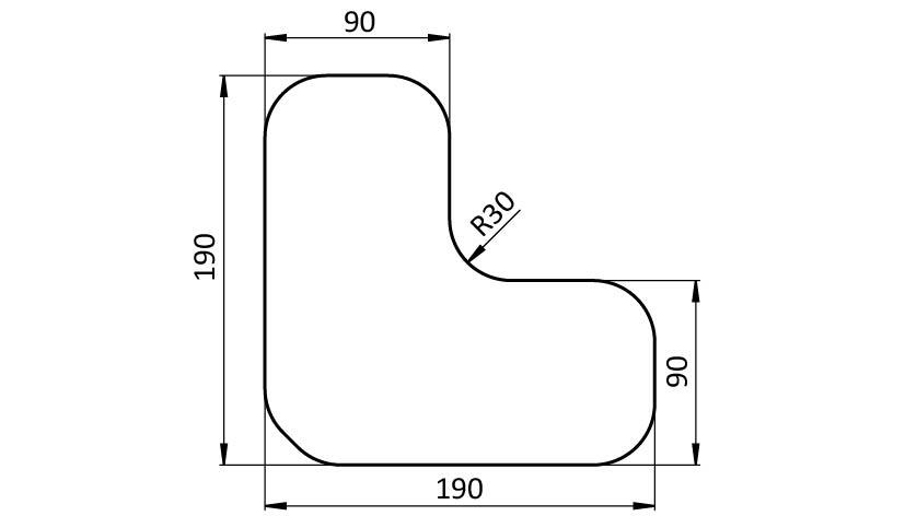 Floor Marking L-shape 90, Rounded