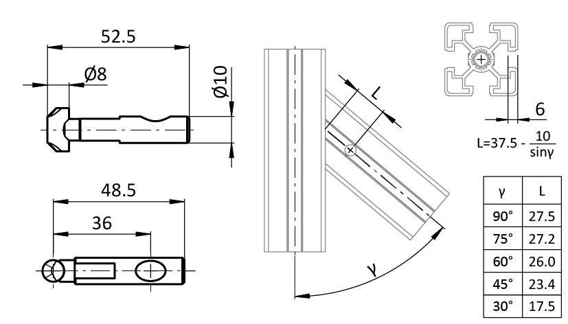 Miter Connector B 45°-90°, Slot 10